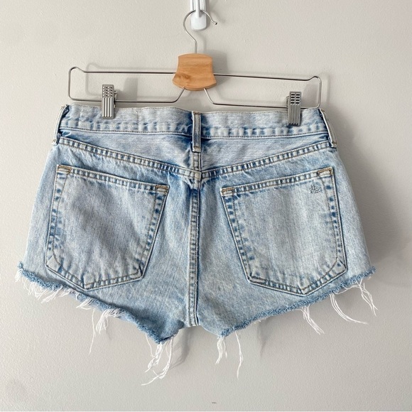 Rag & Bone Mid Rise Frayed Hem Boyfriend Jean Shorts in Clean Madison 25 - Picture 10 of 14